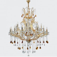 Φωτιστικό Κρεμαστό 27xE14 Μεταλλικό Κρύσταλλα και Γυαλί σε Χρυσό 5247-27-GD